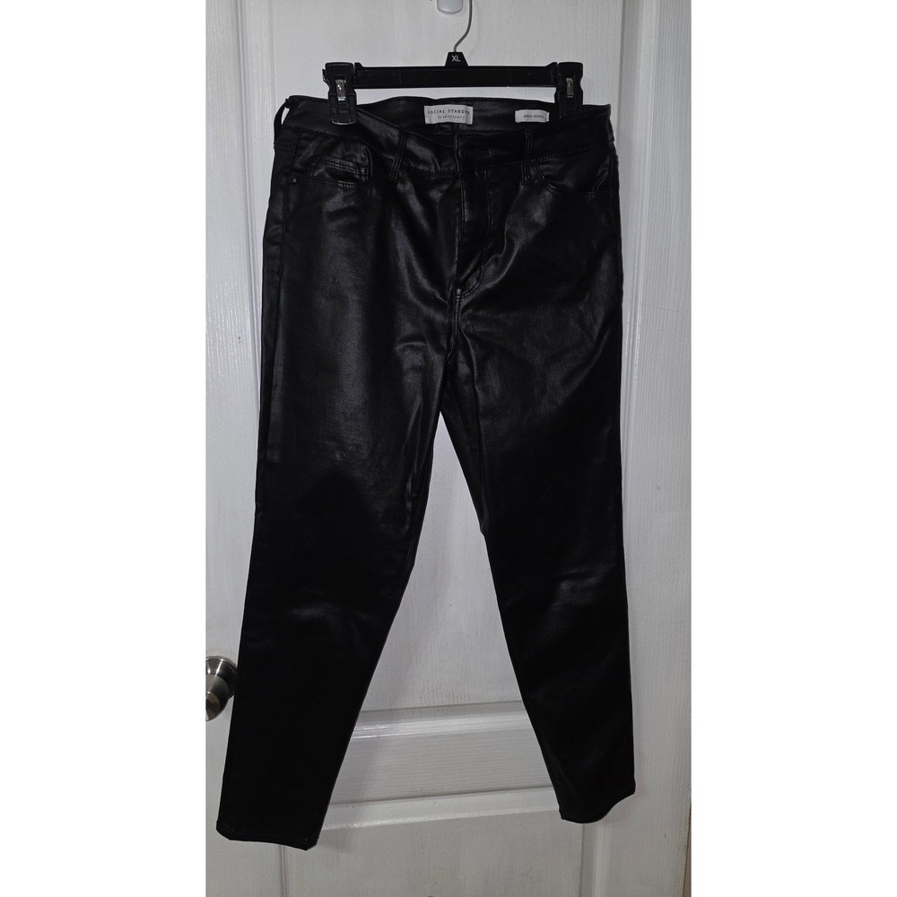 black faux leather ankle skinny pants by the brand Social Standard by Sanctuary